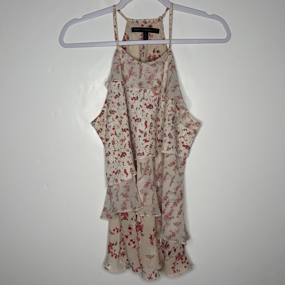 White House‎ Black Market Kennedy Tiered Top Medium Garden Girl Romantic Modern
